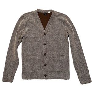 BDG button down v neck brown herringbone cardigan with pockets in XS